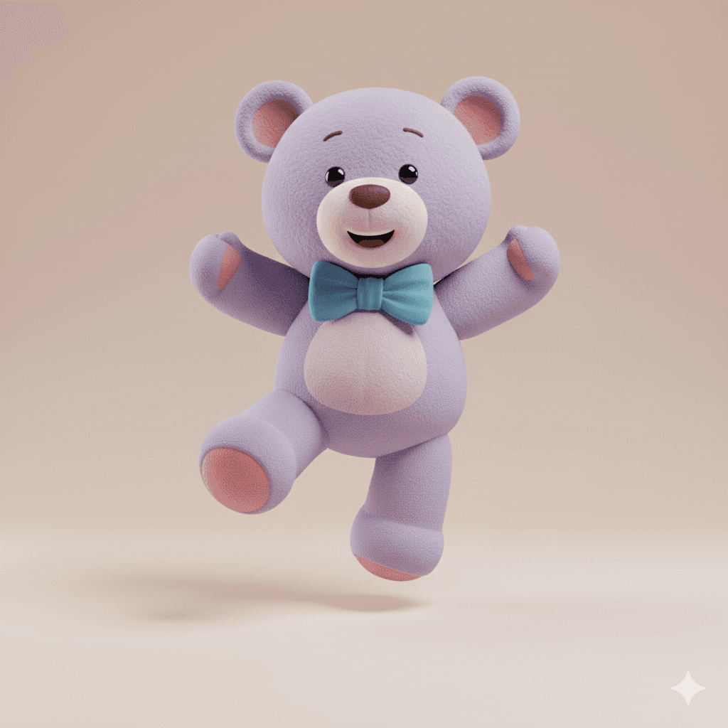 A cute teddy bear plush with pink butterfly wings.