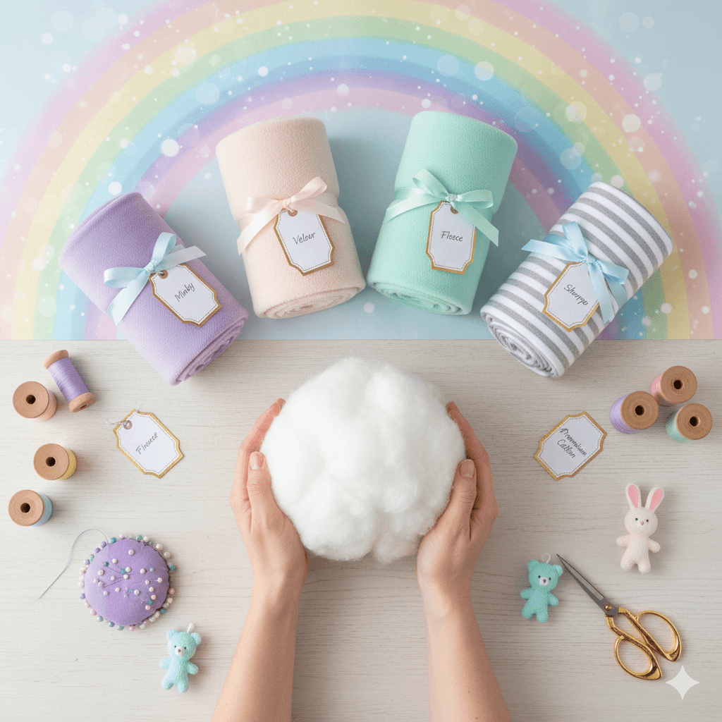 Close-up of soft, colorful fabric textures.